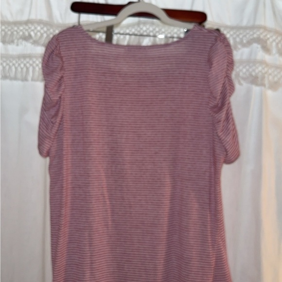 Striped Short Sleeve Top with Button Detail - Picture 2 of 3